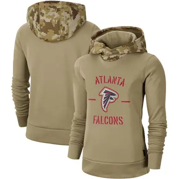 2019 Men's Atlanta Falcons Olive Salute Service Sideline Therma  Pullover Hoodie